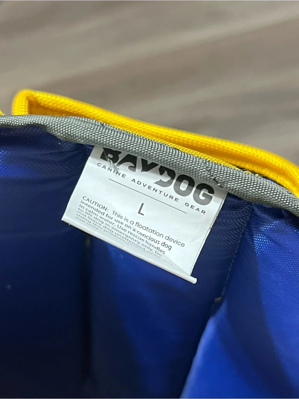 BayDog Canine Life Jacket Large Yellow Blue Dog Float Vest Swim Safety Adventure